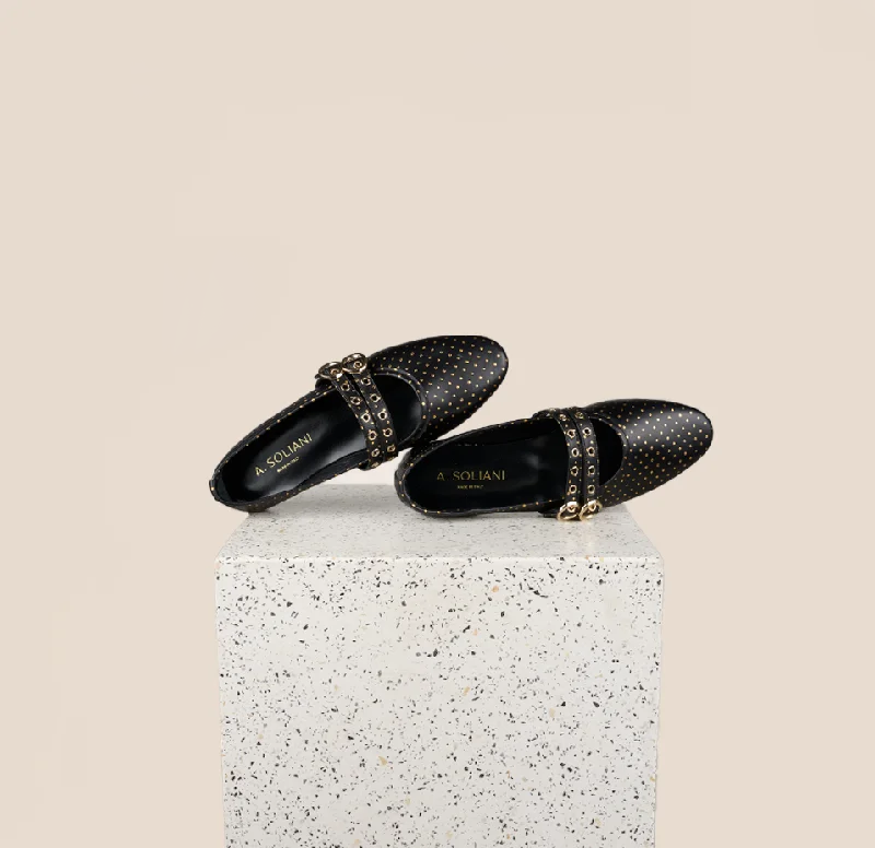 Ritzy flats for special treats -Como 2 Buckle -Dotted Gold