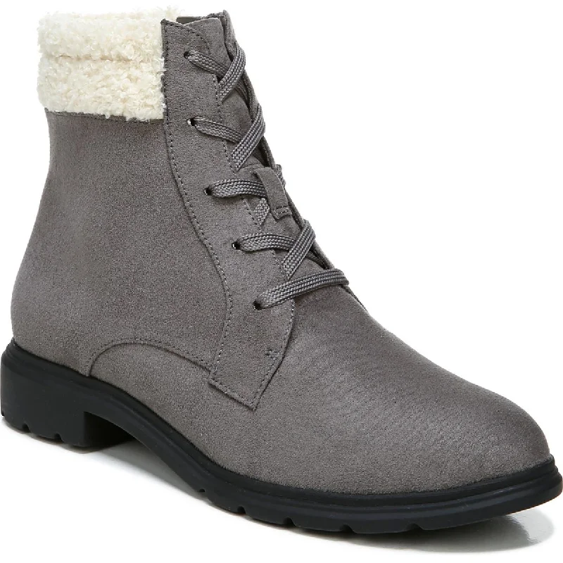 Boots for outdoor dusk suppers -Dr. Scholl's Shoes Womens Networking Faux Suede Ankle Combat & Lace-up Boots