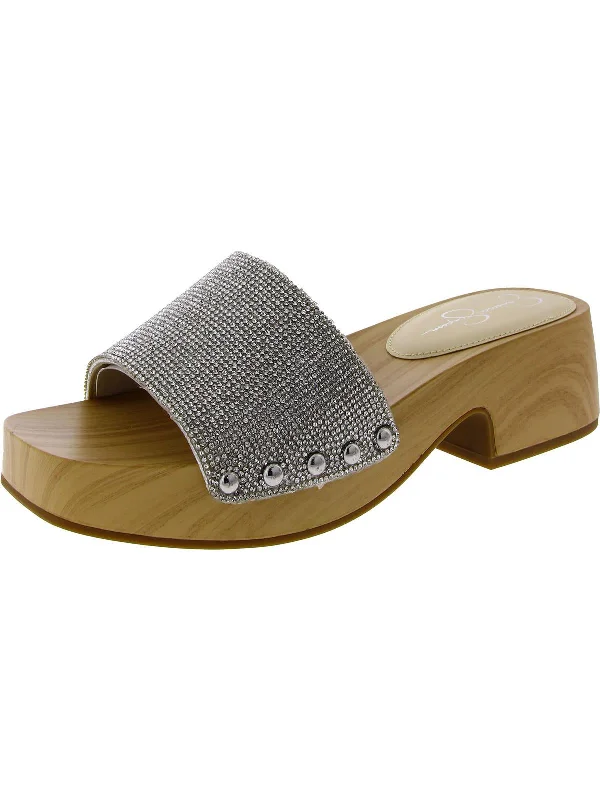 Slippers with flexible heels -Womens Textured Studded Clogs