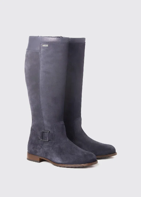 Boots with trendy heel designs -Limerick Ladies Leather Soled Boot - French Navy