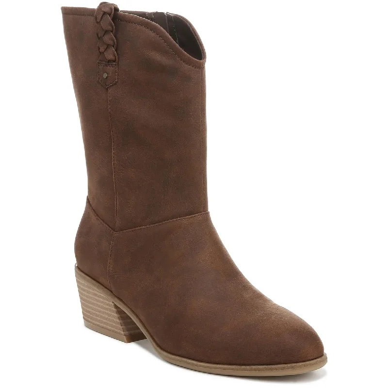 Boots with drizzly rainy strolls -Dr. Scholl's Shoes Womens Layla Faux Leather Wide Calf Mid-Calf Boots