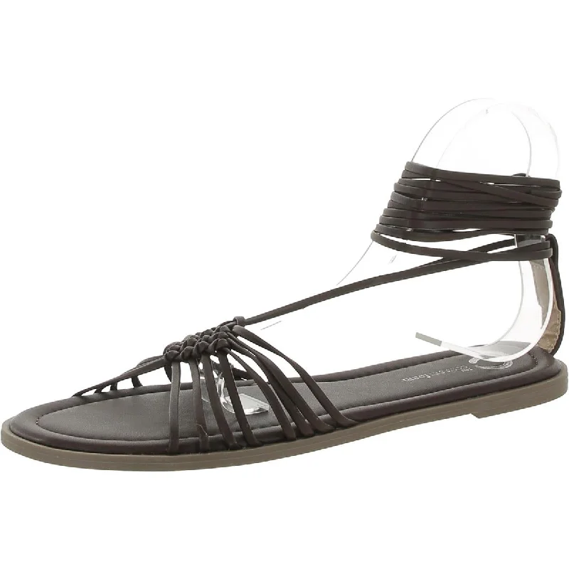 Sandals with solid sole grip -Journee Collection Womens Faux Leather Strappy Sandals