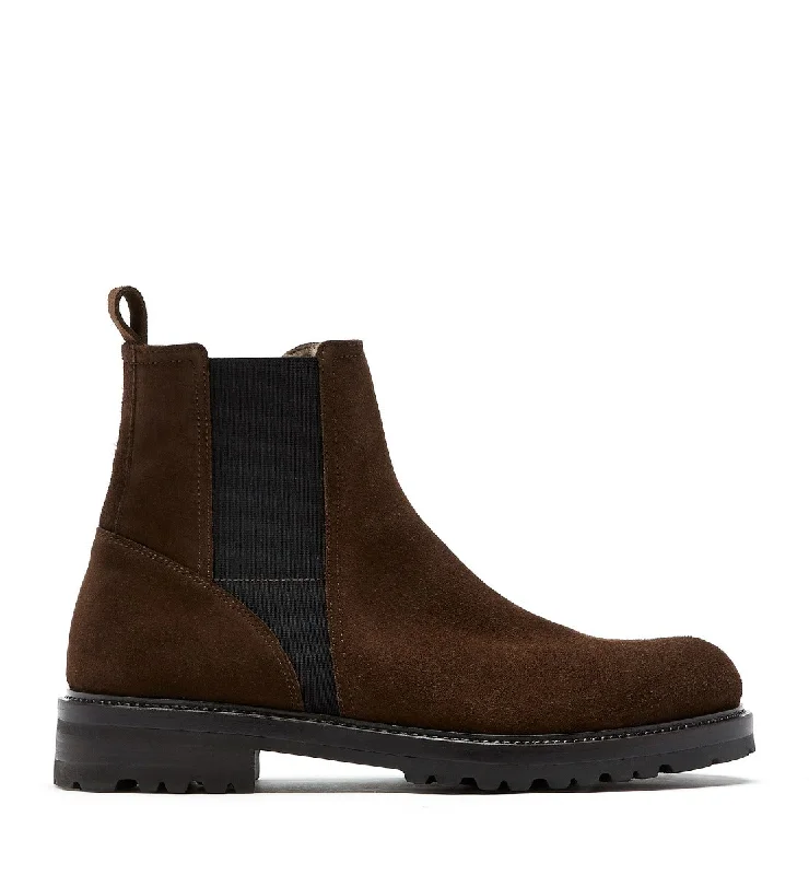 Boots for damp bridge walks -LEONARDO MEN'S SHEARLING-LINED SUEDE BOOT