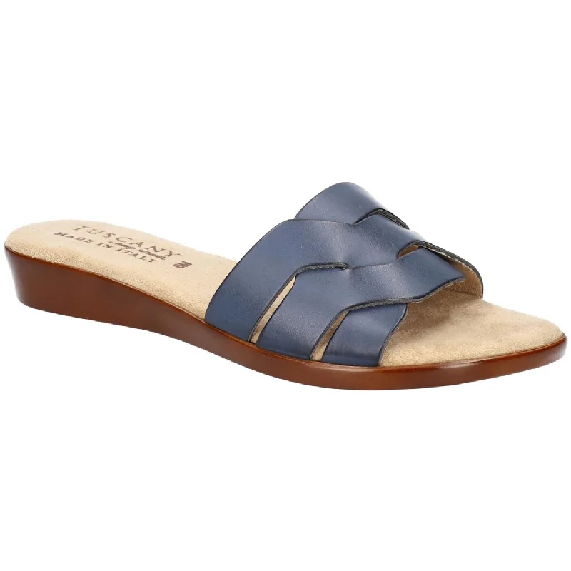 Old sandals with all-day shores -Tuscany By Easy Street Womens NICIA Faux Leather Slide Sandals