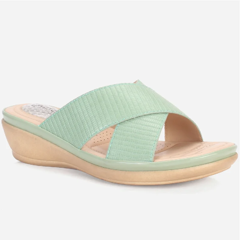 Slippers with padded soles -Womens "JOSEPHINE" Comfy Summer Wedge Slippers