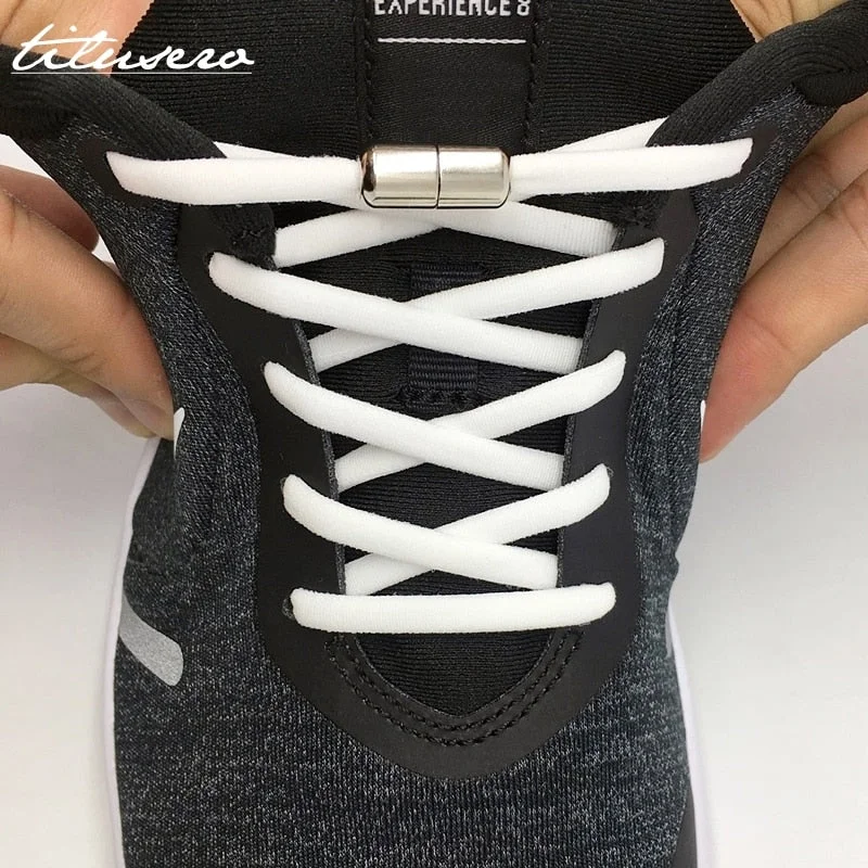 Elastic No Tie Shoelaces Semicircle Shoe Laces For Kids and Adult Sneakers Shoelace Quick Lazy Metal Lock Laces Shoe Strings