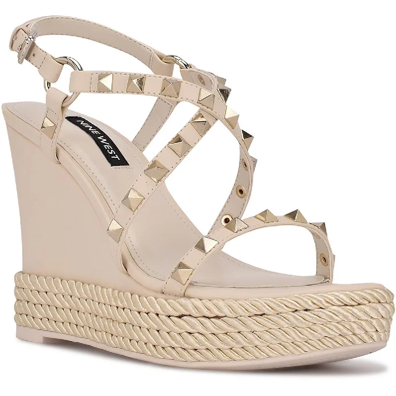 Sandals with fun strap tones -Nine West Womens Harte 3 Studded Slingback Platform Sandals