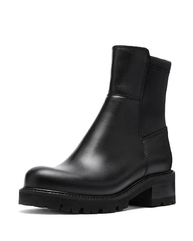 Boots with soft heel cushioning -Colette Leather Lugg Boot | Black