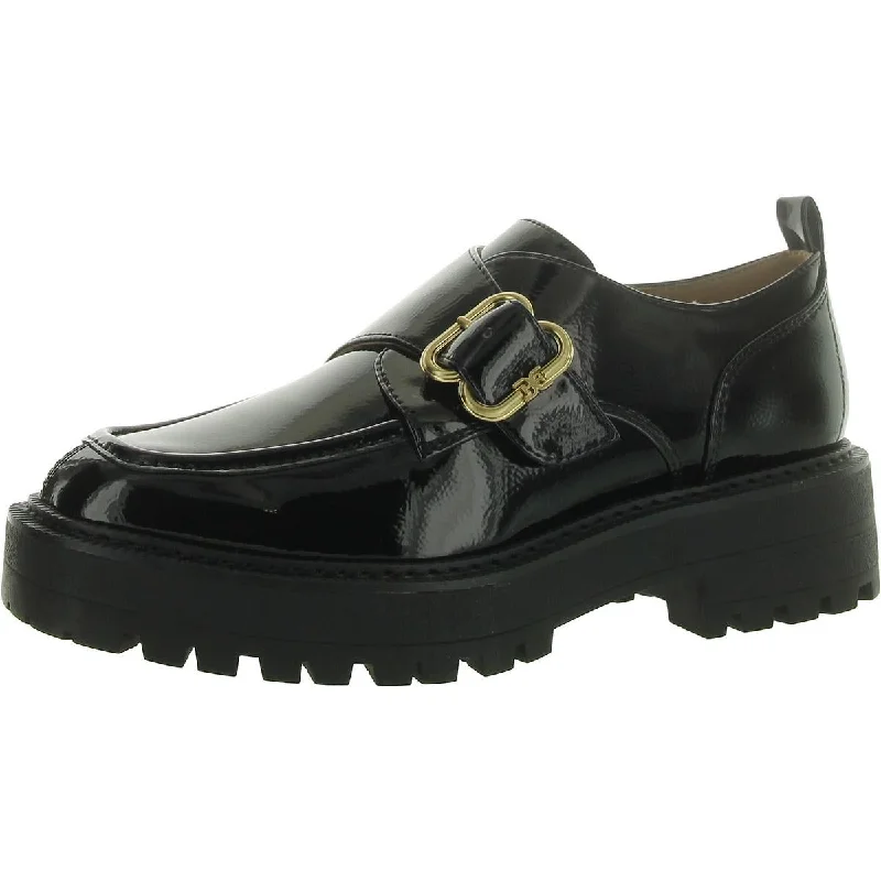 Loafers with firm heel cushioning -Sam Edelman Womens LORA Patent Round toe Loafers