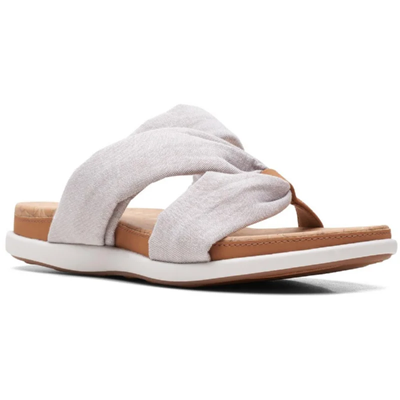 Sandals with steady sole grip -Clarks Womens Eliza Skip Canvas Slip On Slide Sandals