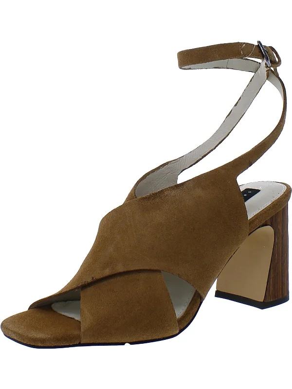 High heels with chic vibes -Rowdy Womens Suede Block Heel Slingback Heels