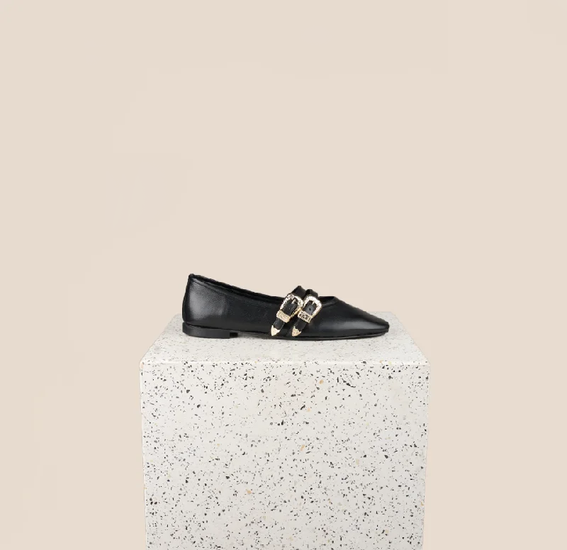 Dated flats for cozy vibes -Udine Black Leather