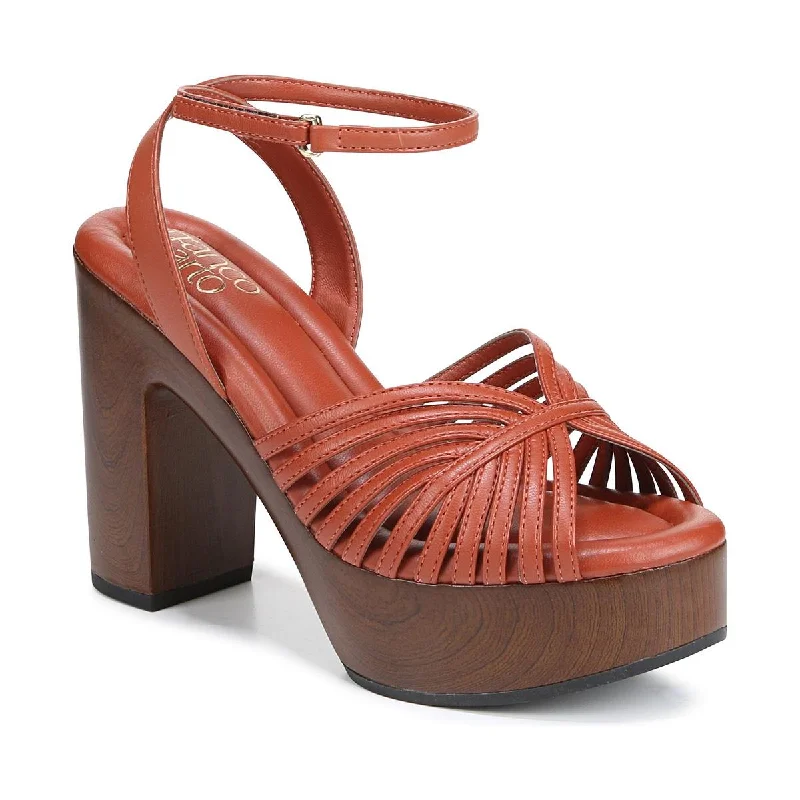 Sandals with slit shore tops -Franco Sarto Womens Willow Faux Leather Ankle Strap Platform Sandals