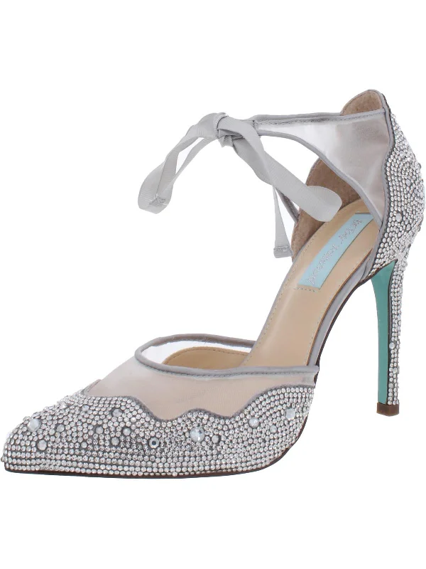 High heels with cushioned heels -Iris Womens Embellished Stiletto Evening Heels