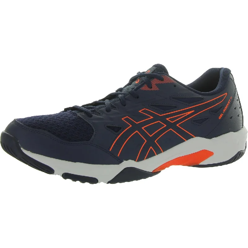 Running shoes with responsive soles -Asics Mens GEL ROCKET 11 Mesh Lace up Running & Training Shoes