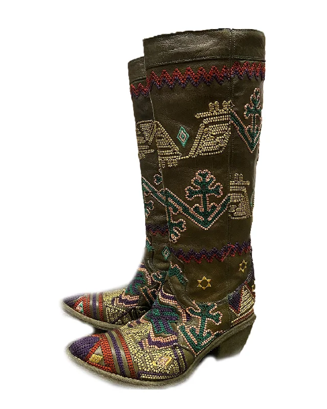 Boots for cozy rainy dinners -Dallas High Embroidered Boot | Bosco