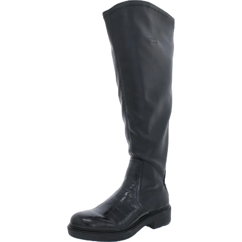 Boots for rainy dusk suppers -Franco Sarto Womens Keaton WC Wide Calf Croco Print Knee-High Boots