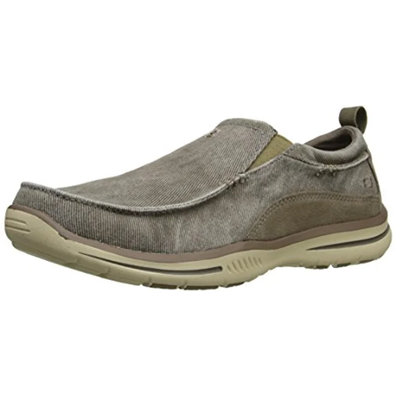 Loafers with dense sole linings -Skechers Mens Elected Drigo Canvas Memory Foam Loafers