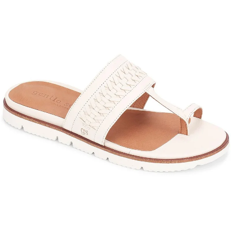 Sandals with cool strap piles -Gentle Souls by Kenneth Cole Womens Lavern Lite Leather Braided Thong Sandals