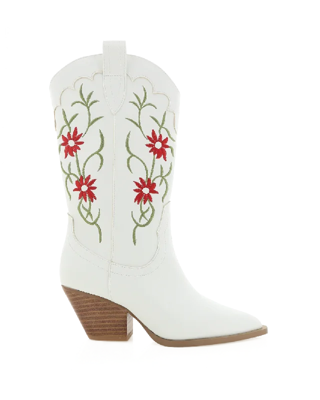 Boots with skid-proof sole fabrics -ALLISON - WHITE