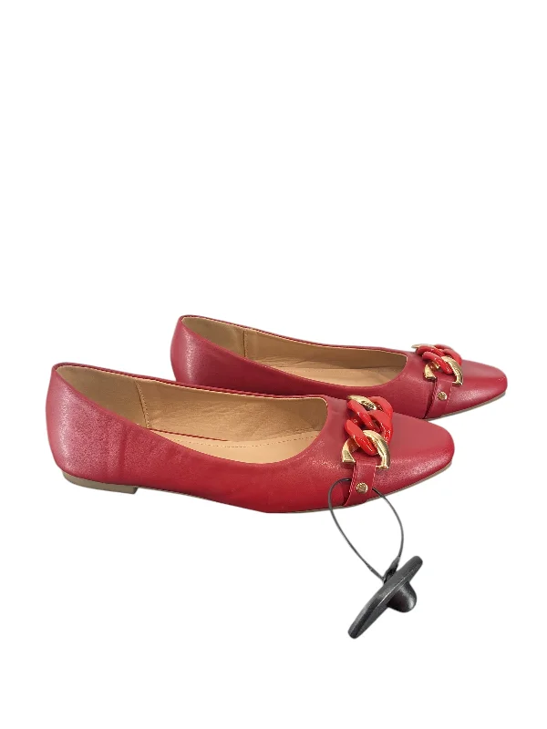 Flats with tough weave -Shoes Flats By Classique In Red, Size: 9