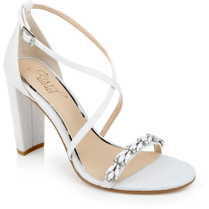 Breezy hemp sandals for women -Jewel Badgley Mischka Womens DAPHNE Faux Leather Strappy Sandals