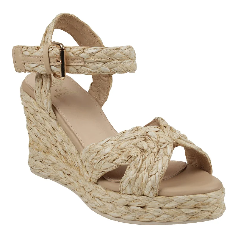 Sandals for wet beach strolls -Maya Natural Cross Strap Espadrille Slingback Wedge Sandals