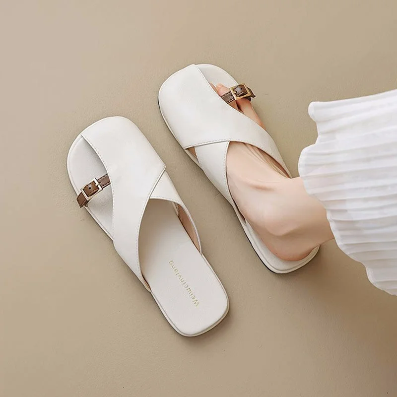 Sandals with slow shore calm -Women Summer Minimalist Flat Casual Slides Sandals