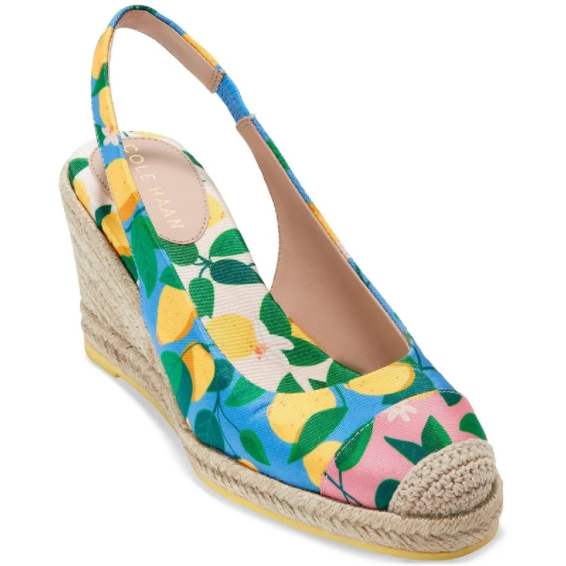 High heels for extended elegance -Womens Printed Slingback Espadrille Heels