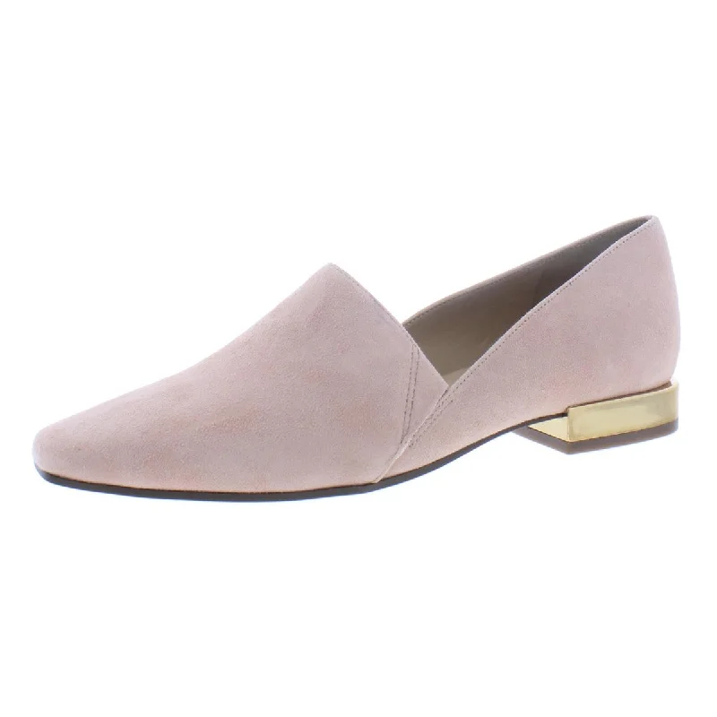 Loafers with artsy heel accents -Naturalizer Womens Collette Suede Square Toe Loafers