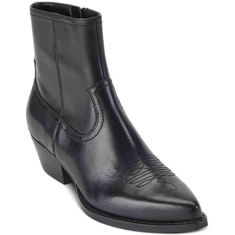 Boots for trendy rainy looks -DKNY Womens Lukas Cowboy Leather Embroidered Cowboy, Western Boots