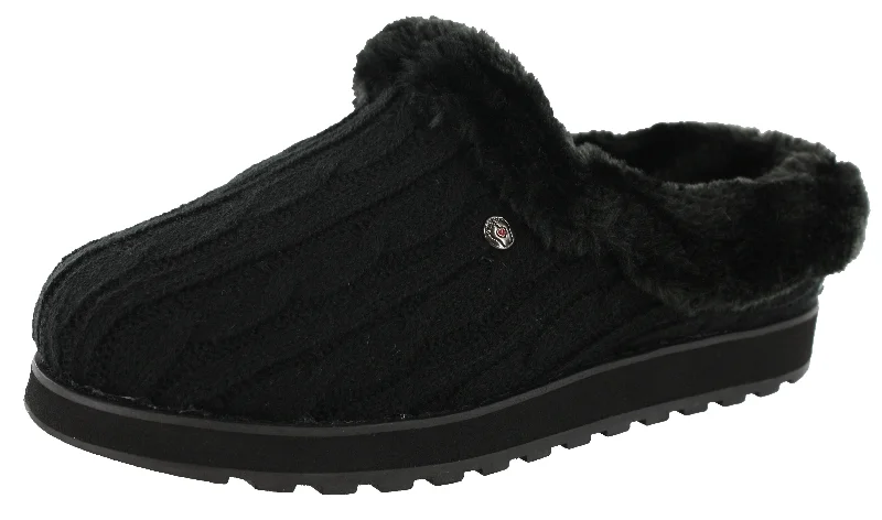 Slippers for sporty youth -Skechers Women Wide Width Furry Cozy Open Back Slippers Ice Angel