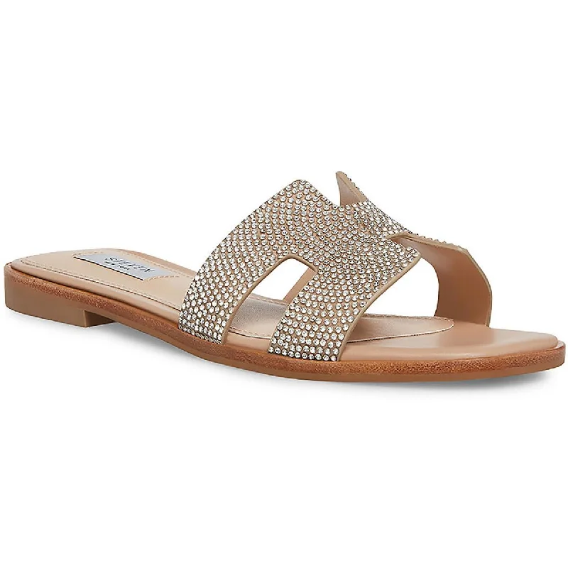 Sandals with fuzzy sole beds -Steve Madden Womens Hadyn Cut-Out Open Toe Slide Sandals