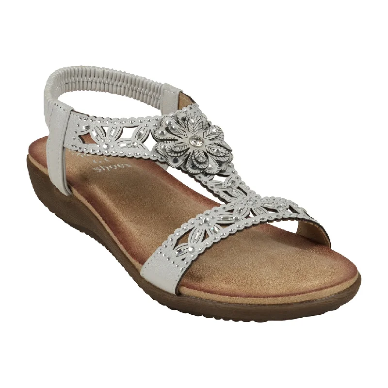 Sandals with cozy shore repose -Toni Silver Flat Sandals