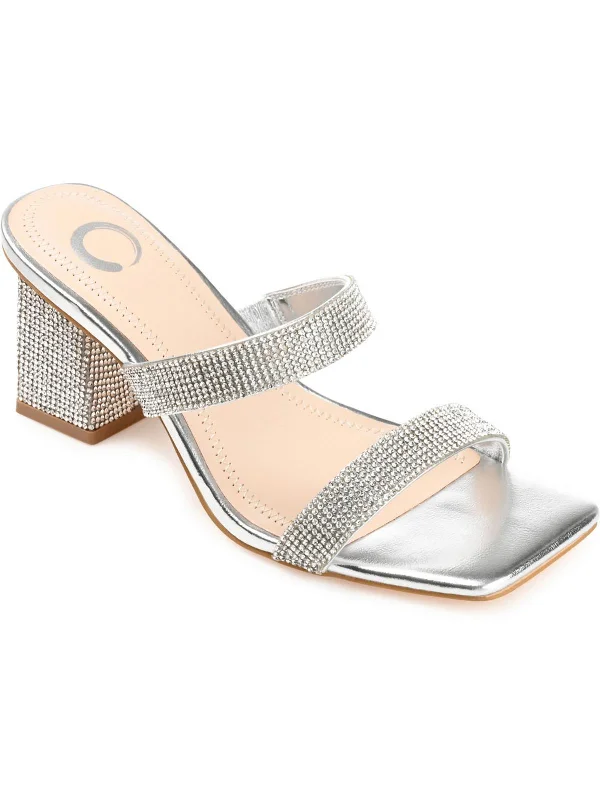 High heels for quick events -Shandee Womens Rhinestone Strappy Block Heels