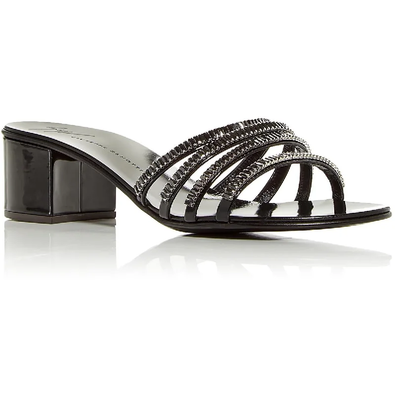 Slip-on sandals with ease shores -Giuseppe Zanotti Womens Nero Rhinestone Slide Sandals