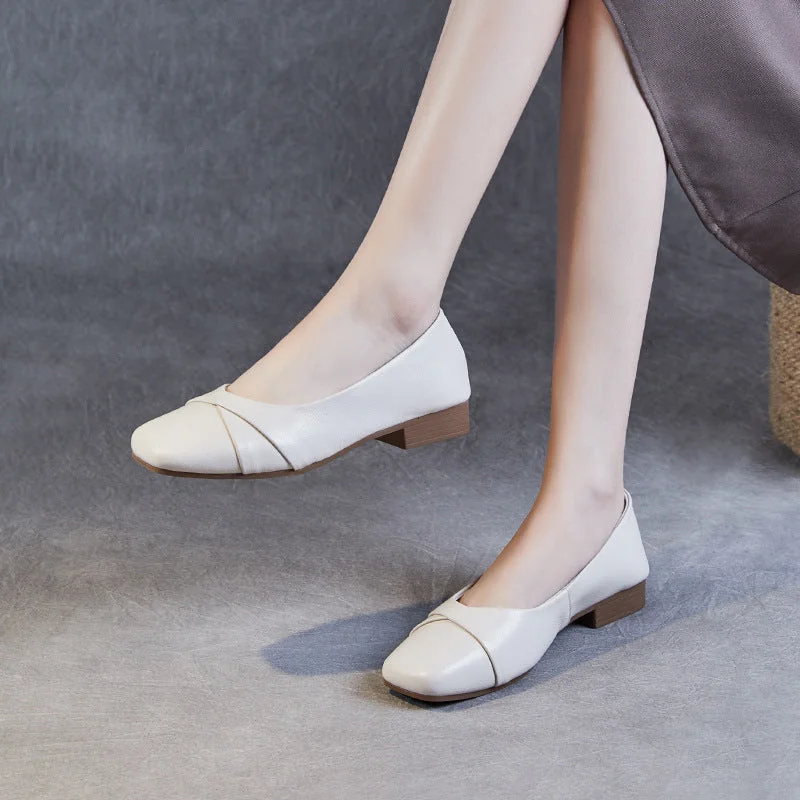 Flats with odd patterns -Women Minimalist Soft Leather Casual Flats Shoes