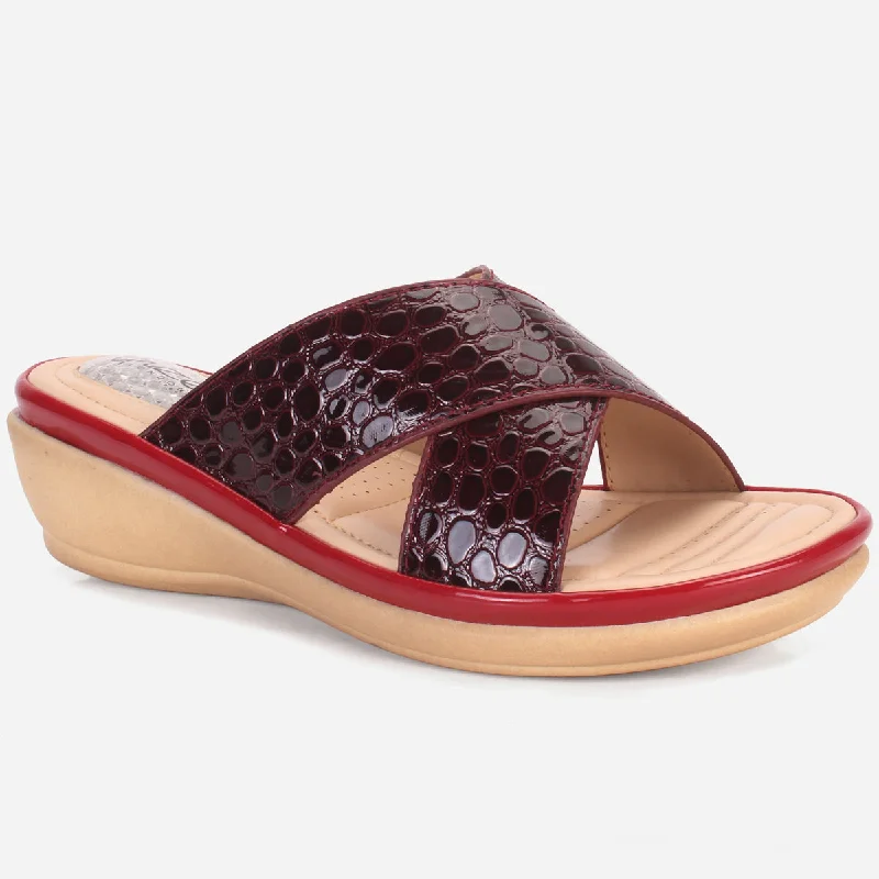 Slippers with cushioned heels -Womens "JOSEPHINE" Comfy Summer Wedge Slippers