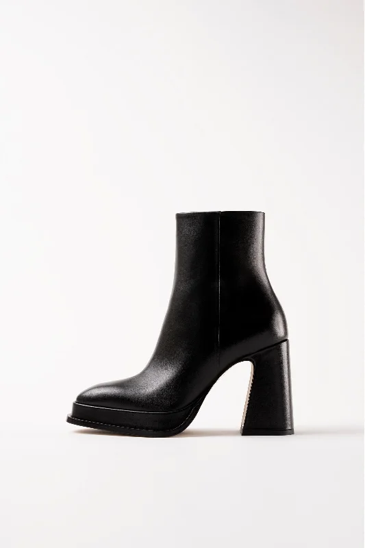 Boots with muted sage tones -CHUECA - Black Leather Platform Boots