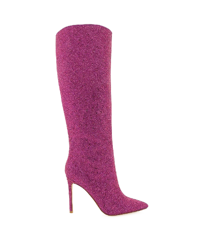 Boots for long rainy dinners -EMMALINE - MAGENTA RHINESTONE