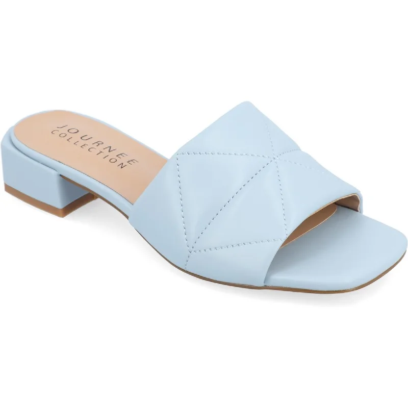 Sandals for shore tasks -Journee Collection Womens ELIDIA Faux Leather Open Toe Slide Sandals