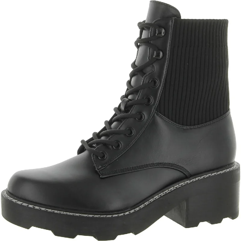 Boots for women with shin padding -Marc Fisher Womens Lamit 2 Faux Leather Ankle Combat & Lace-up Boots