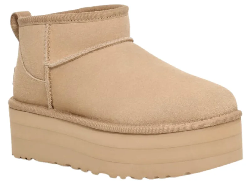 Boots for extended rainy wear -UGG: Ultra Mini Platform in Mustard Seed