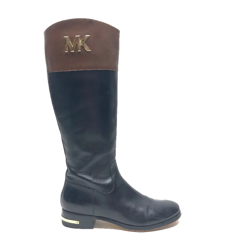 Deal flats for low prices -Boots Knee Flats By Michael By Michael Kors In Black & Tan, Size: 9.5