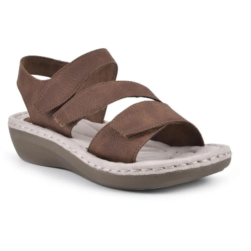 Sandals with wet sole grip -Cliffs by White Mountain Womens Calibre Faux Leather Open Toe Flat Sandals