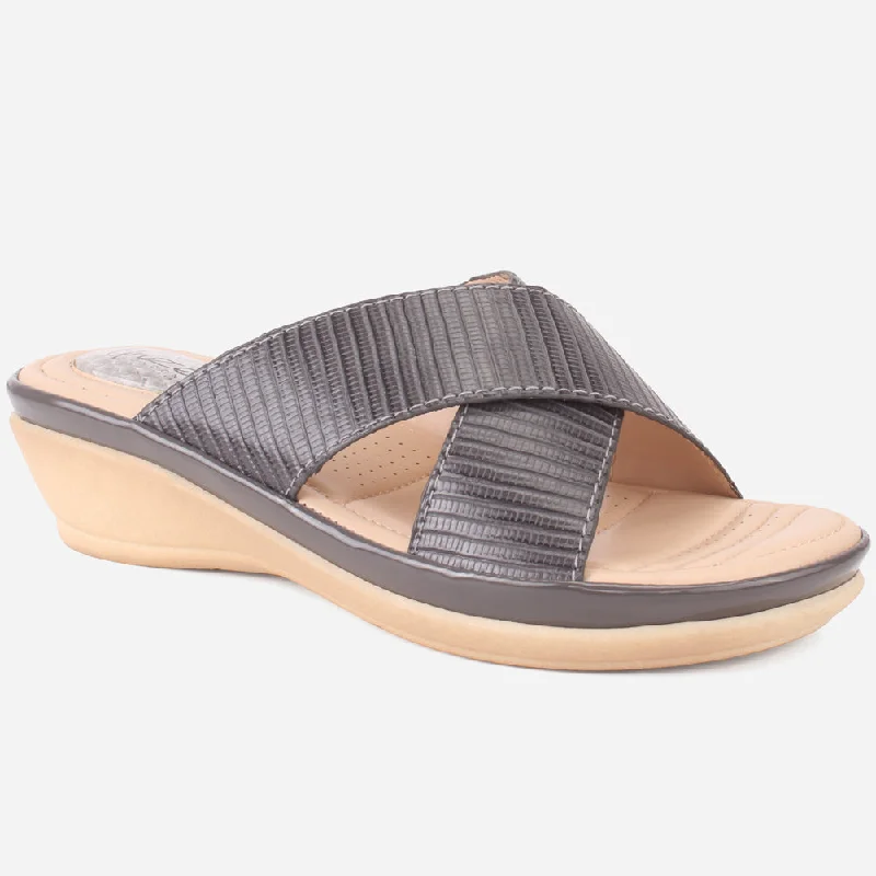 Slippers for casual ease -Womens "JOSEPHINE" Comfy Summer Wedge Slippers