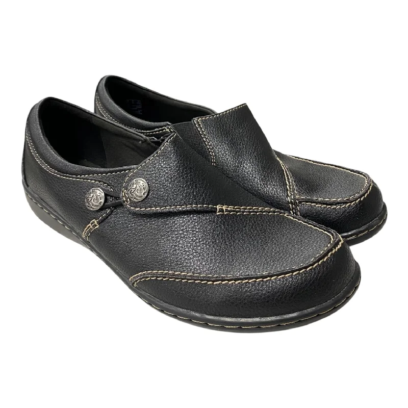 Women’s flats with heel support -Shoes Flats By Clarks In Black, Size:7