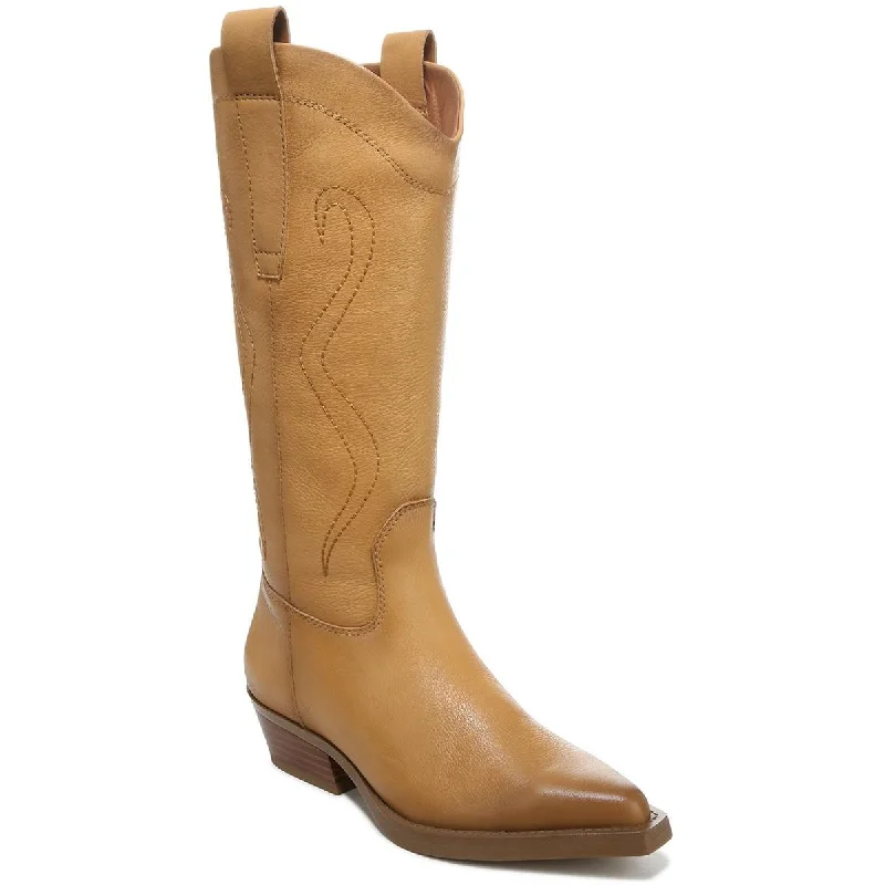 Boots with soft sole fabrics -Franco Sarto Womens Liandra Leather Pointed Toe Cowboy, Western Boots