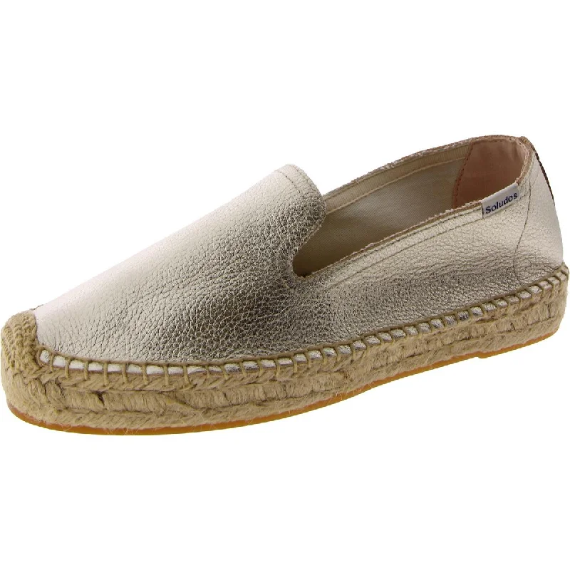 Loafers with dense heel fabrics -Soludos Womens Leather Metallic Loafers