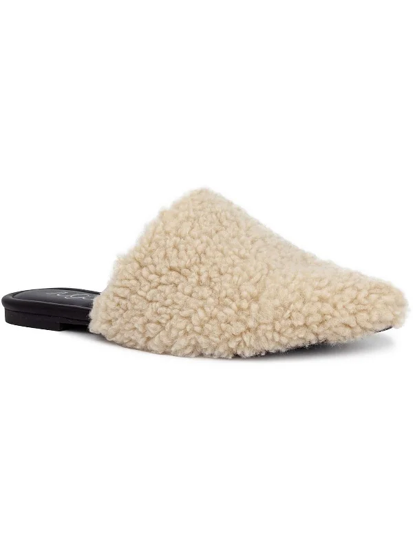 Slippers with neon hues -Actly Womens Faux Fur Pointed Toe Mules